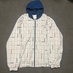 Lacoste Sport Novak Djokovic Jacket Mens 4XL White Tennis Windbreaker White Grid
